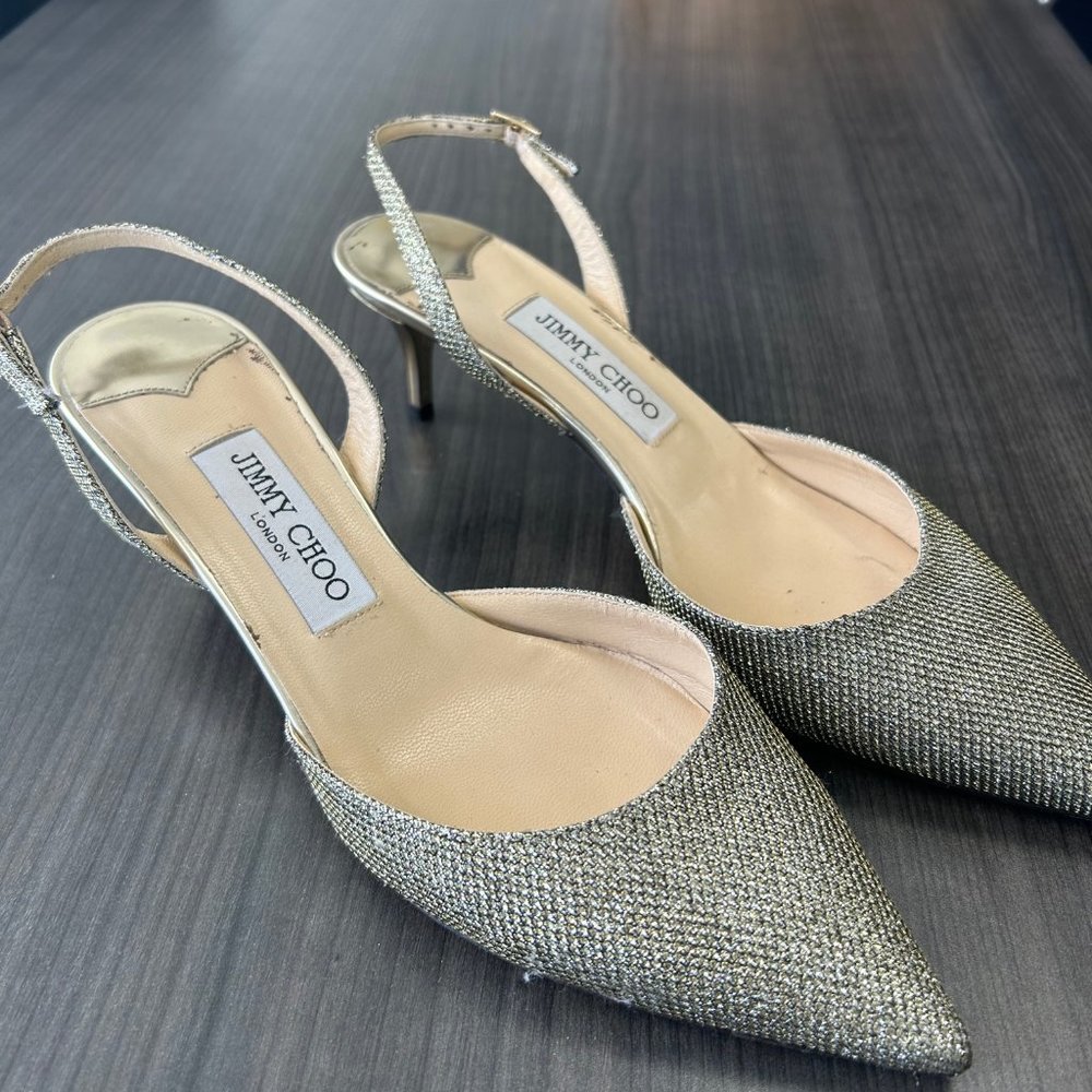 JIMMY CHOO Kitten Slingback GOLD